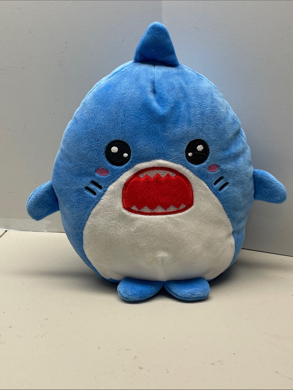 Blue Shark Plush with White Belly and Red Mouth